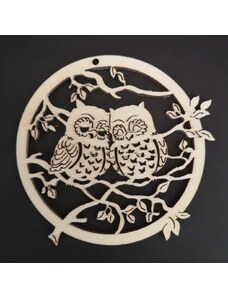 AMADEA Dřevěná dekorace sovičky v kolečku 8 cm