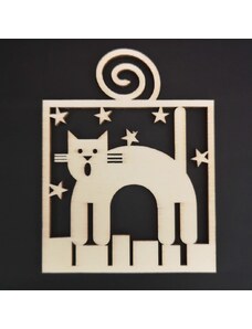 AMADEA Dřevěná ozdoba kočka 9 cm