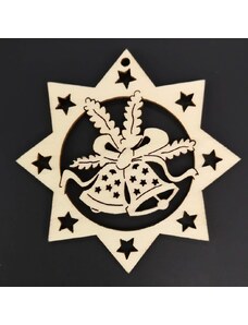 AMADEA Dřevěná ozdoba hvězda se zvonky 6 cm
