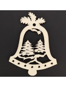 AMADEA Dřevěná ozdoba zvonek se stromy 6 cm