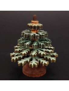 AMADEA Dřevěná dekorace 3D strom zelený 5 cm
