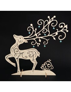 AMADEA Dřevěný 3D jelen s kuličkami 38 cm