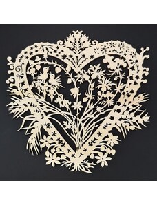AMADEA Dřevěná ozdoba srdce s květinami 20 cm