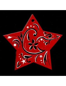 AMADEA Dřevěná ozdoba červená hvězda 6 cm