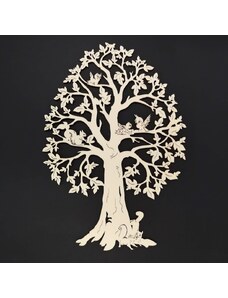 AMADEA Dřevěný strom se zvířaty, přírodní závěsná dekorace, výška 28 cm