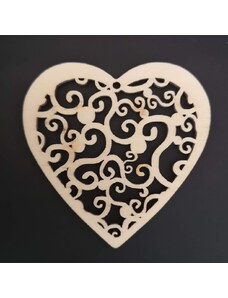 AMADEA Dřevěná ozdoba srdce s ornamentem 6 cm