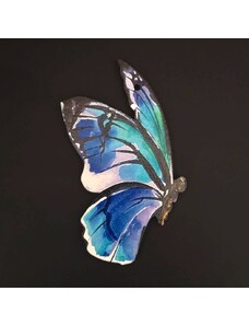 AMADEA Dřevěná dekorace motýl modrý 9 cm