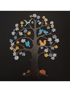 AMADEA Dřevěný strom s motýlky, barevná dekorace k zavěšení, výška 37 cm