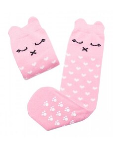 Mama's Feet Dětské podkolenky s kočičkou Crazy Animals Pinky Kitty růžové