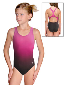 Ramisport Dívčí sportovní plavky jednodílné PD623 t122 černorůžová ombré