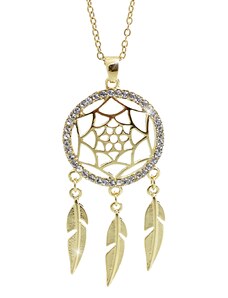 SkloBižuterie-J Ocelový náhrdelník Lapač snů Swarovski Gold Crystal