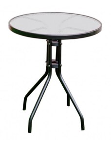 Zahradní kulatý stůl GEMINI — kov + sklo, černá, průměr 60 cm