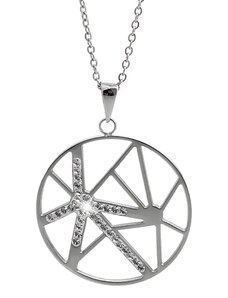 SkloBižuterie-J Ocelový náhrdelník Praskliny v kruhu Swarovski Crystal