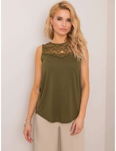 BASIC DÁMSKÝ KHAKI TOP S KRAJKOU -KHAKI