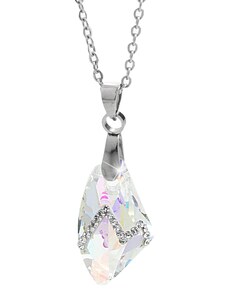 SkloBižuterie-J Náhrdelník Krystal s vlnkou kamínků Swarovski Aurore Boreale Crystal