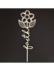 AMADEA Dřevěný zápich květina - Faith, délka 28 cm