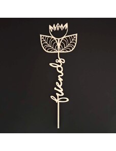 AMADEA Dřevěný zápich květina - Friends, délka 28 cm