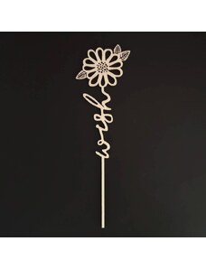 AMADEA Dřevěný zápich květina - Wish, délka 28 cm