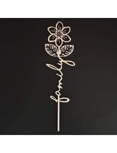 AMADEA Dřevěný zápich květina - Family, délka 28 cm