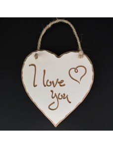 AMADEA Dřevěné srdce s rytým textem - I love you, masivní dřevo, 16x15x1 cm