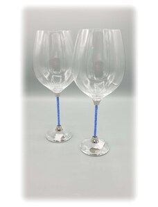 SkloBižuterie-J Křišťálové sklenice na víno s krystalky Swarovski Blue