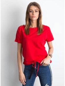 Fashionhunters Dámské červené bavlněné tričko