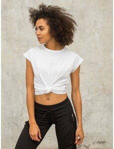 Fashionhunters Bílé dámské tričko FOR FITNESS