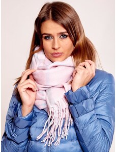 Fashionhunters Růžový kostkovaný šátek s třásněmi