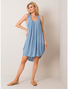 Basic Letné modré šaty s výrezom na chrbte