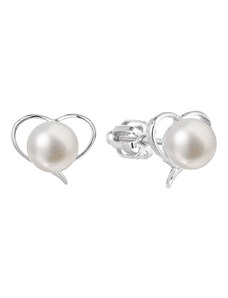 Pavona Stříbrné náušnice pecky s bílou říční perlou 21057.1