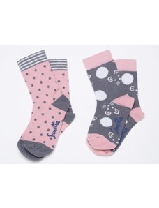 Ewers Dětské ponožky Puntíky (2 páry) růžové/šedé