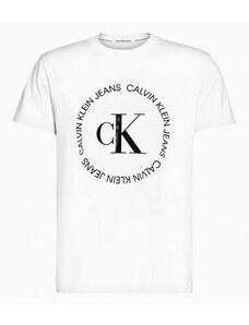Triko Calvin Klein Jeans bílé pánské s logem monogram