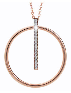 SkloBižuterie Ocelový náhrdelník Kruh s linkou Swarovski Rose Gold