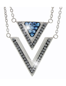 SkloBižuterie-J Ocelový náhrdelník Triple s kameny Swarovski Bermuda Blue
