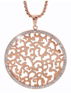 SkloBižuterie-J Ocelový náhrdelník Ornament s kameny Swarovski Rose Gold