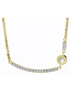 SkloBižuterie-J Ocelový náhrdelník Linka s šatonem Swarovski Gold Crystal
