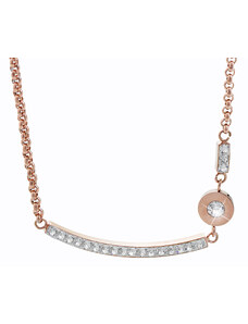 SkloBižuterie-J Ocelový náhrdelník Linka s šatonem Swarovski Rose Gold Crystal