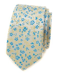 Úzká kravata s modro-žlutým vzorem Avantgard 551-1622