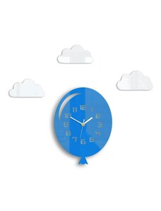M.Clock Dětské nástěnné akrylové hodiny balón 58x44cm modré