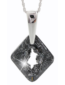 SkloBižuterie-J Náhrdelník Dutý kosočtverec s kamenem Swarovski Black Diamond
