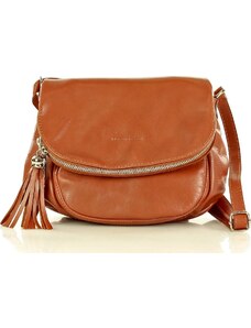 MAZZINI KOŽENÁ CAMEL CROSSBODY KABELKA Hnědá