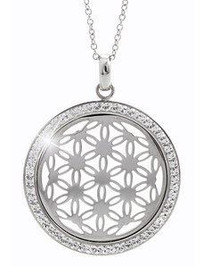 SkloBižuterie-J Ocelový náhrdelník Květ života Swarovski Crystal