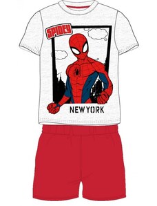 E plus M Chlapecké / dětské letní pyžamo kraťasy + tričko s krátkým rukávem Spiderman Marvel New York - červené