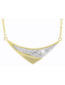SkloBižuterie-J Ocelový náhrdelník Šipka Swarovski Crystal Gold