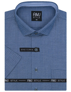 Košile AMJ Comfort fit s krátkým rukávem - modrá se vzorem VKR1047
