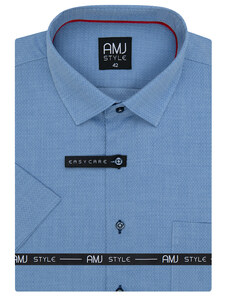 Košile AMJ Comfort fit s krátkým rukávem - modrá s jemnou strukturou VKR1048