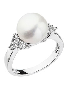 Evolution Group s.r.o. Stříbrný prsten s bílou říční perlou 25002.1