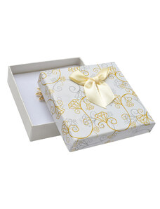 JKBOX Krémová papírová krabička s mašlí Diamonds na střední sadu šperků IK004