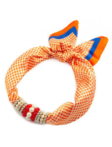 Bijoux Me Šátek s bižuterií Letuška - oranžovo-bílý