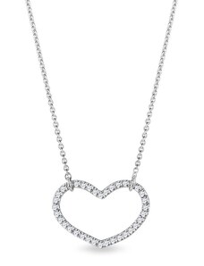 Diamantový náhrdelník srdce v bílém zlatě KLENOTA K0764012